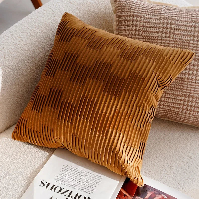 Élan Brown Jacquard Cushion Cover – Light Luxury French Style