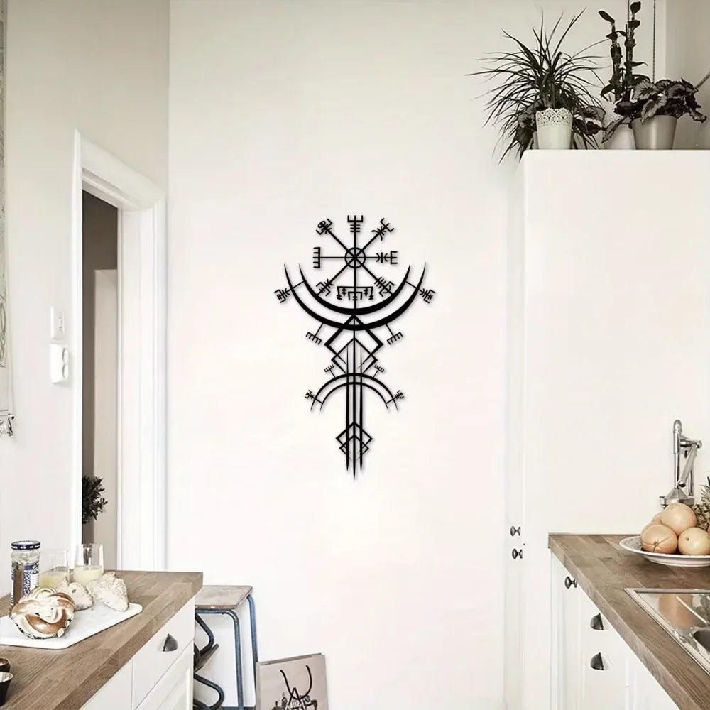 Nordic Rune Metal Wall Art – Modern Symbolic Home Décor