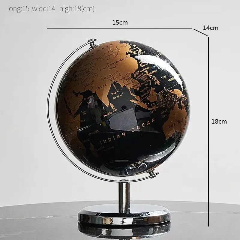 OrbitCraft Rotating Globe Sculpture – Modern Metal Desk Décor