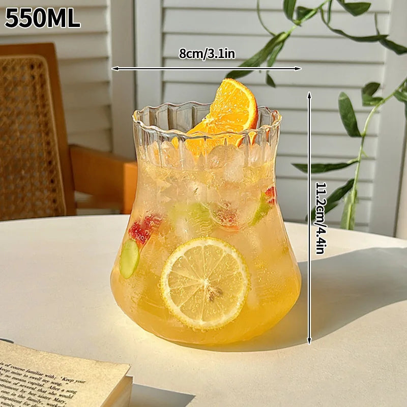 WaveAura™ Transparent Ripple Glass Tumbler