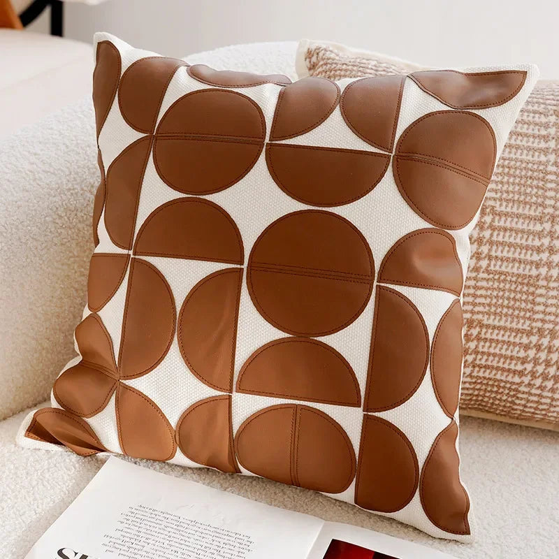 Élan Brown Jacquard Cushion Cover – Light Luxury French Style