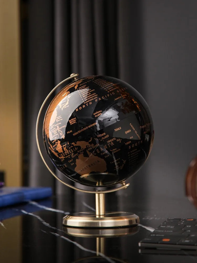 OrbitCraft Rotating Globe Sculpture – Modern Metal Desk Décor