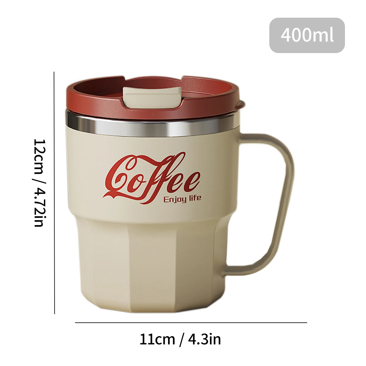 ThermoSeal™ 400ml Double-Walled Stainless Steel Coffee Mugater Insulated Milk Coffee Cup Drinkware