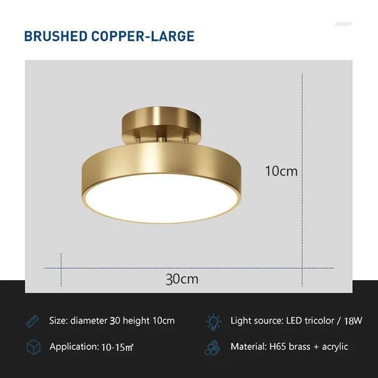 Modern Rotatable Copper LED Ceiling Light