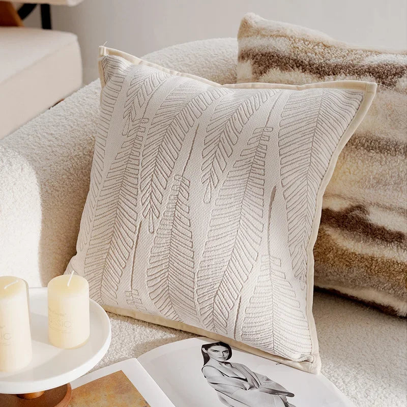 Élan Brown Jacquard Cushion Cover – Light Luxury French Style