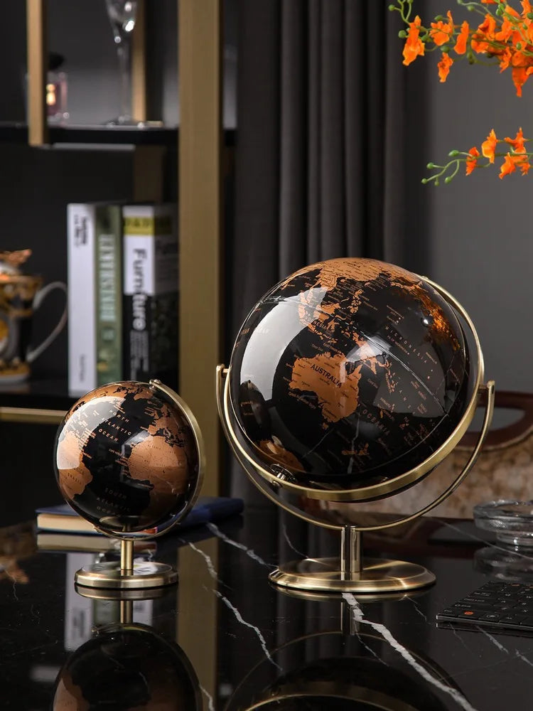 OrbitCraft Rotating Globe Sculpture – Modern Metal Desk Décor