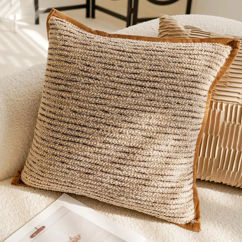 Élan Brown Jacquard Cushion Cover – Light Luxury French Style