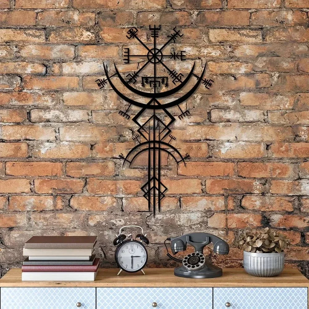 Nordic Rune Metal Wall Art – Modern Symbolic Home Décor