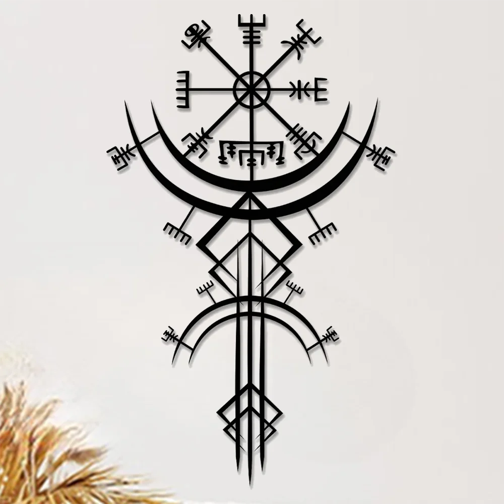 Nordic Rune Metal Wall Art – Modern Symbolic Home Décor