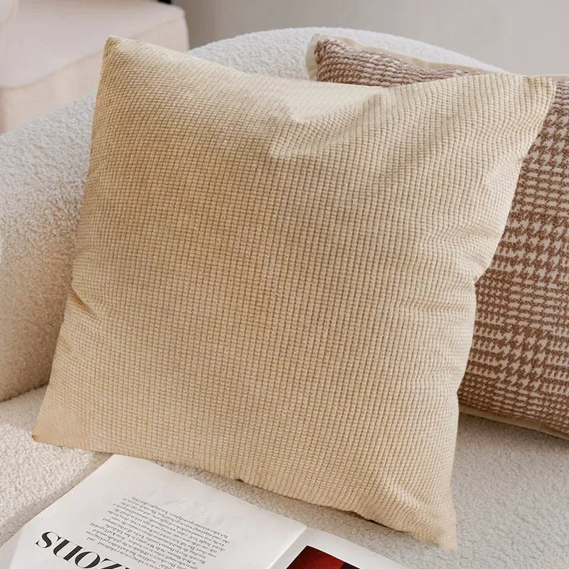 Élan Brown Jacquard Cushion Cover – Light Luxury French Style