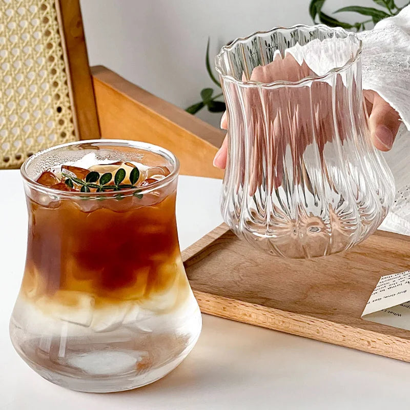 WaveAura™ Transparent Ripple Glass Tumbler
