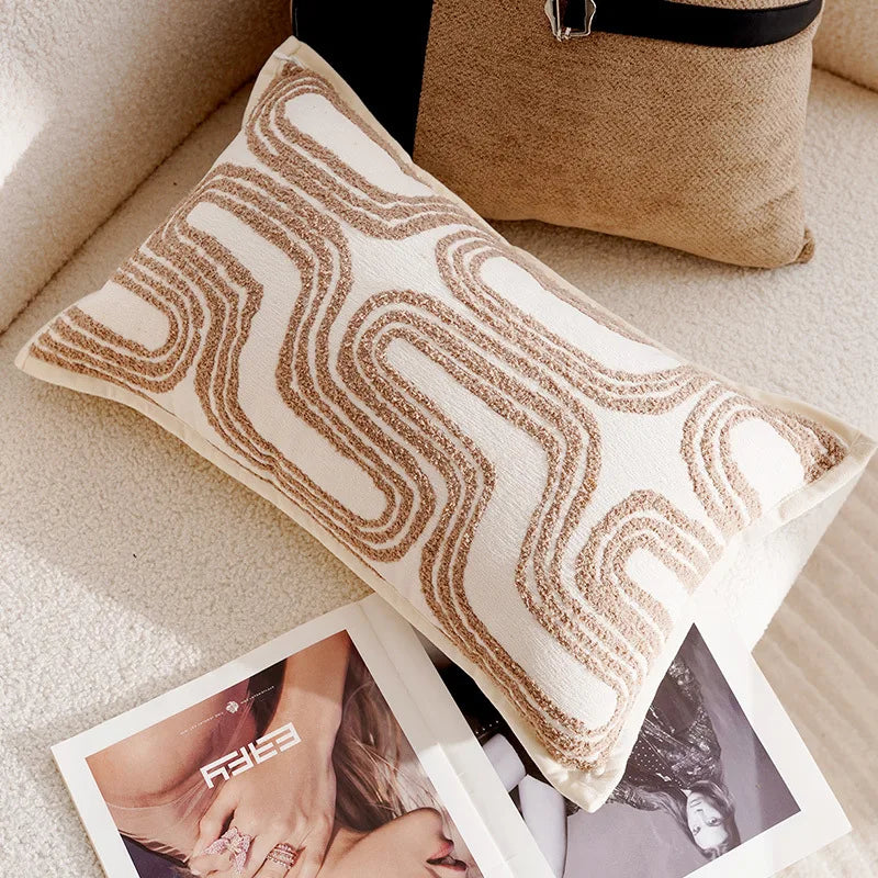Élan Brown Jacquard Cushion Cover – Light Luxury French Style