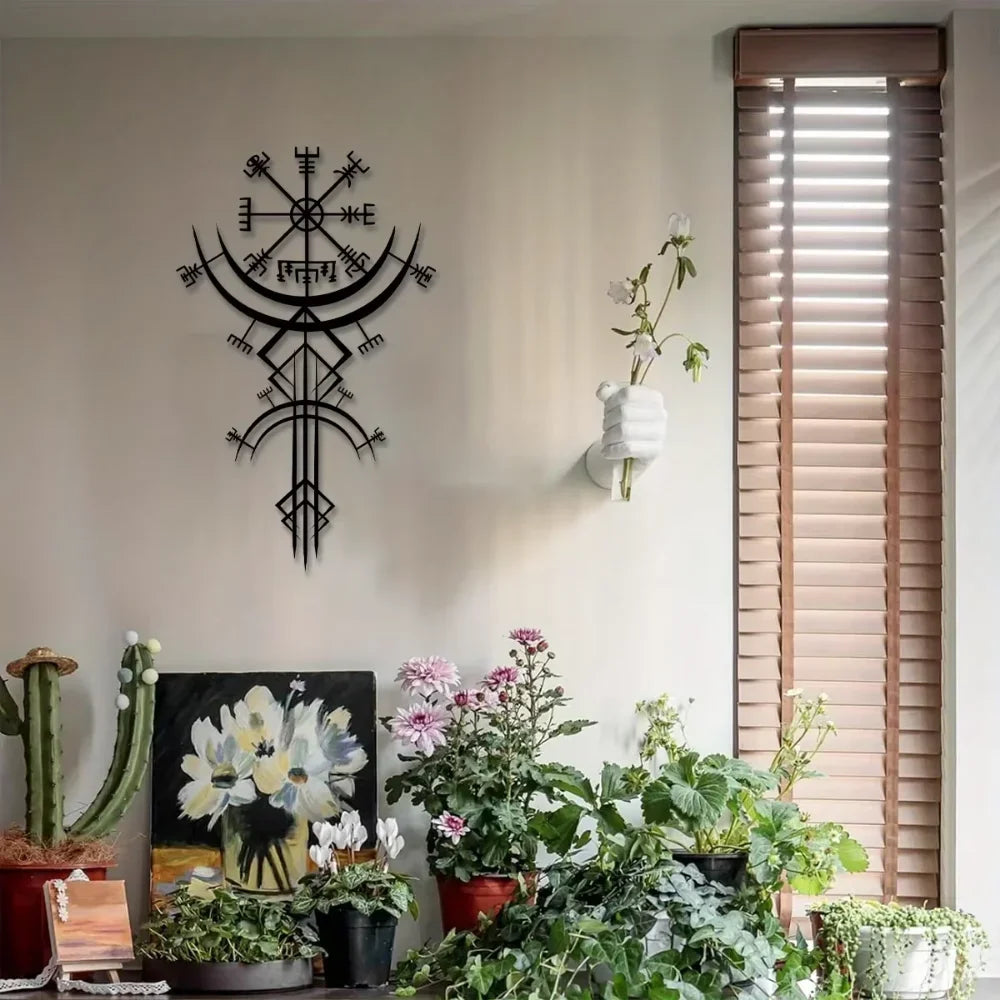 Nordic Rune Metal Wall Art – Modern Symbolic Home Décor