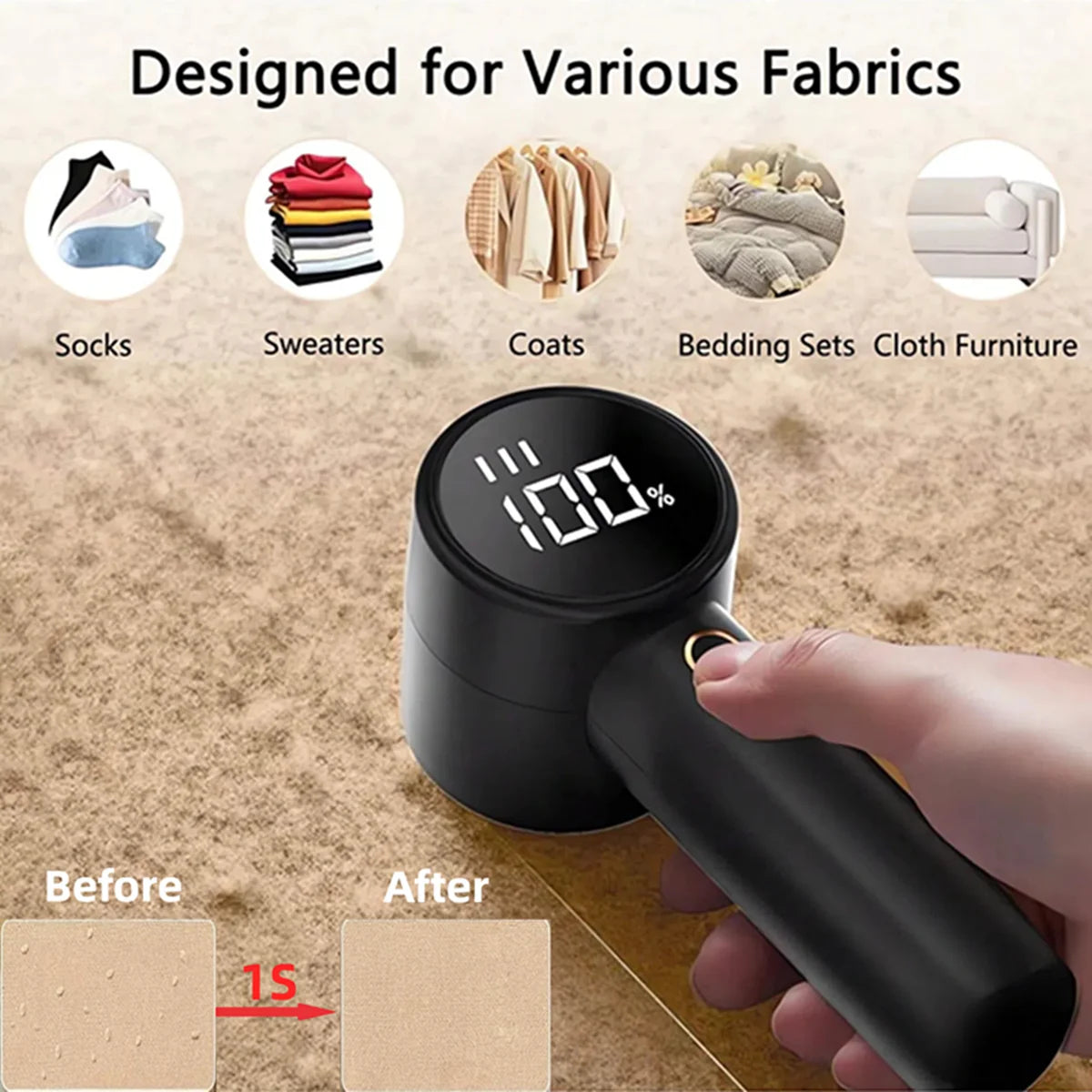 CleanEdge™ Pro Digital Fabric Shaver – Cordless Lint & Bobble Remover