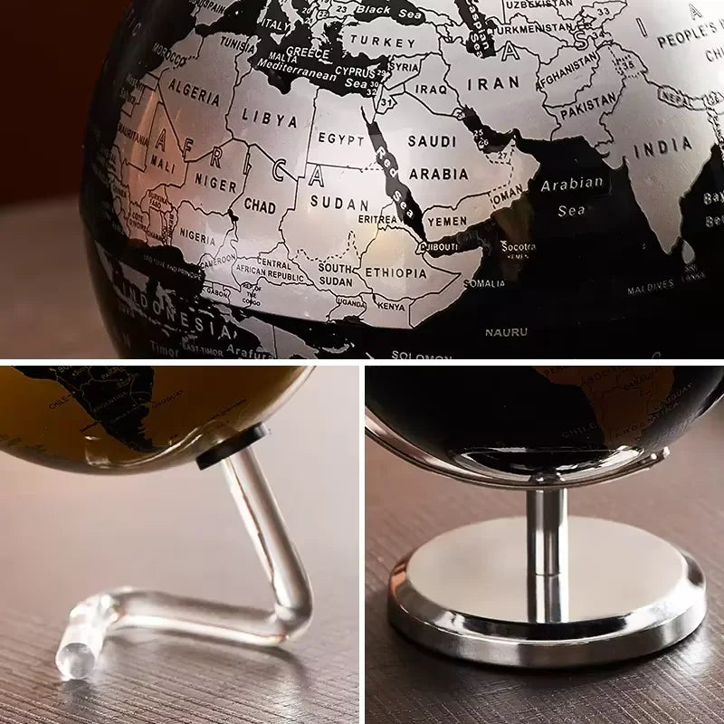 OrbitCraft Rotating Globe Sculpture – Modern Metal Desk Décor