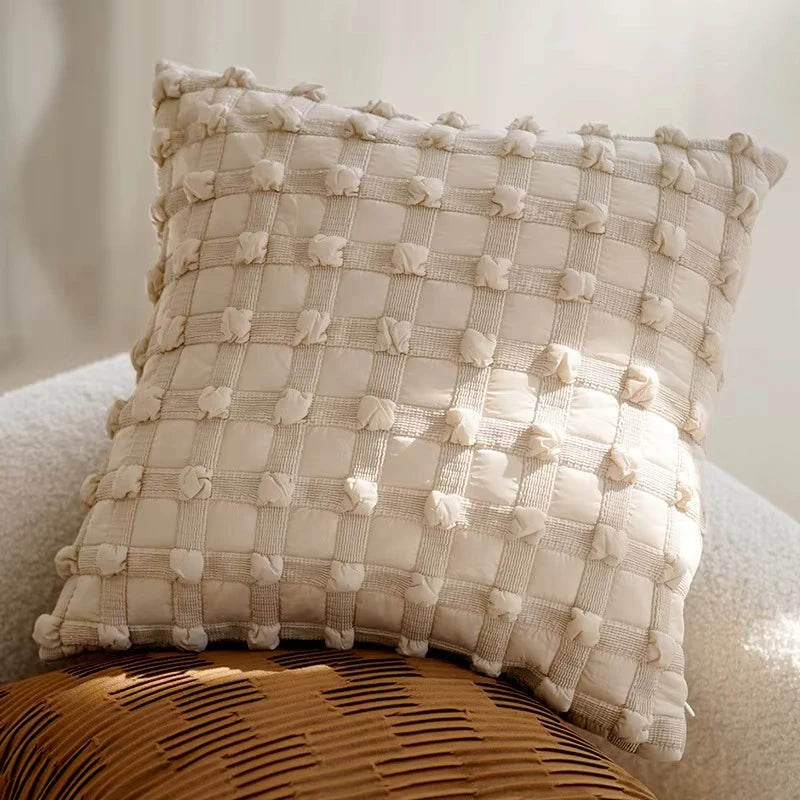 Élan Brown Jacquard Cushion Cover – Light Luxury French Style