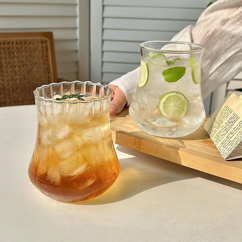 WaveAura™ Transparent Ripple Glass Tumbler