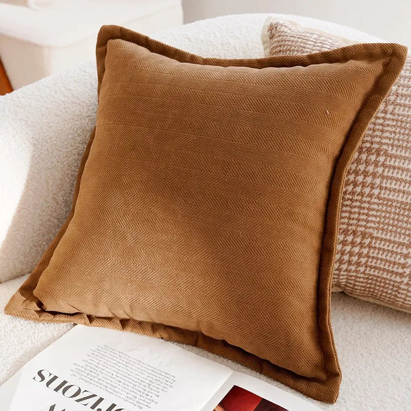 Élan Brown Jacquard Cushion Cover – Light Luxury French Style