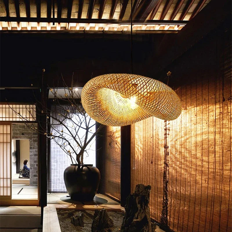 ZenWeave Bamboo Pendant Lamp – Handcrafted Japanese Style