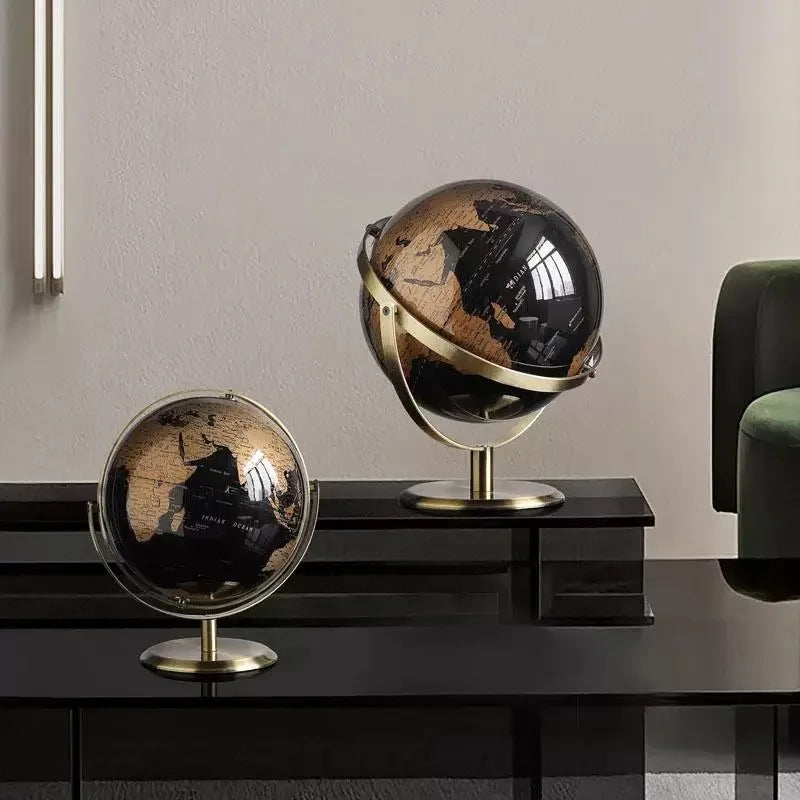 OrbitCraft Rotating Globe Sculpture – Modern Metal Desk Décor