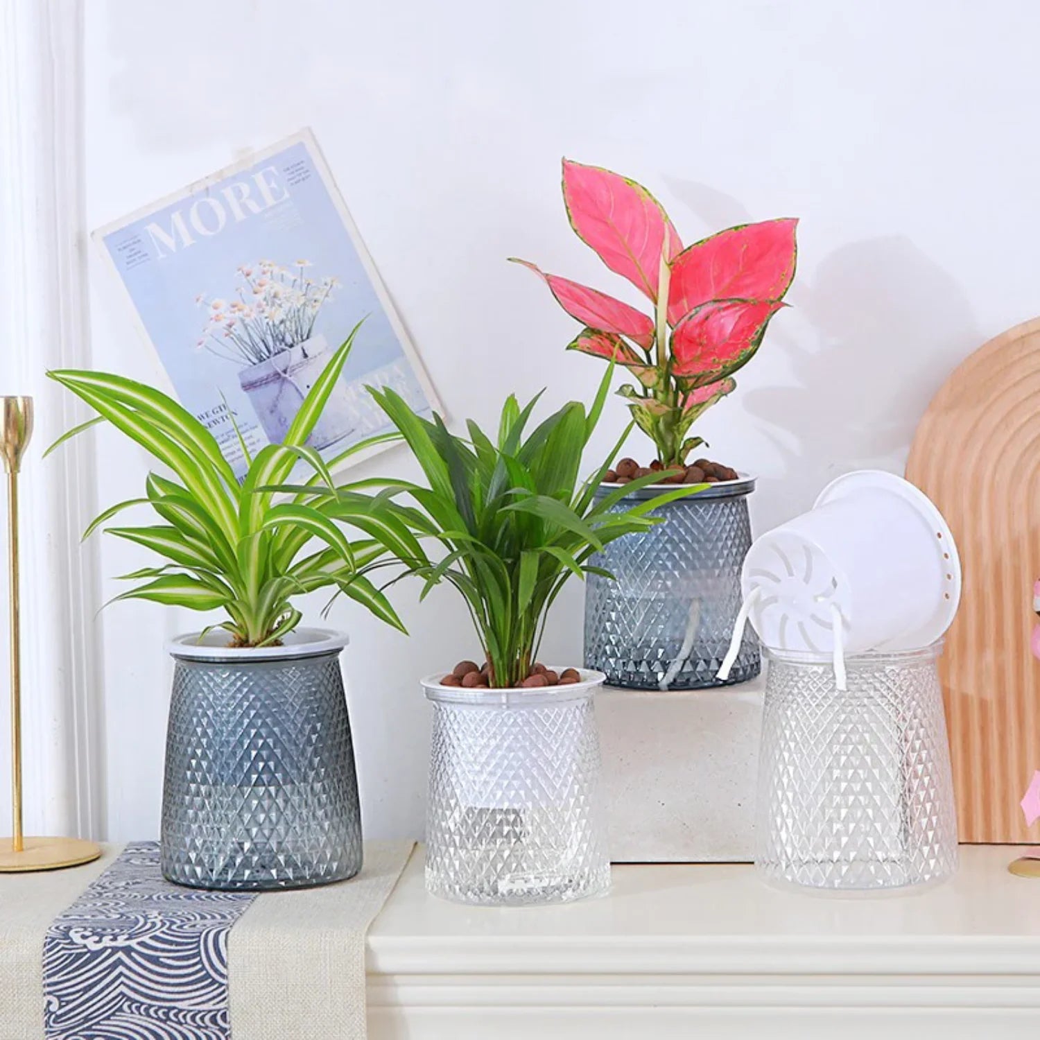 Transparent Hydroponic Flower Vase – Modern Self-Watering Plant Display
