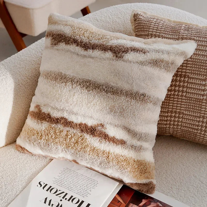 Élan Brown Jacquard Cushion Cover – Light Luxury French Style