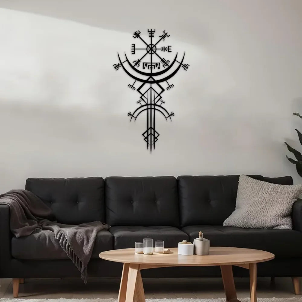 Nordic Rune Metal Wall Art – Modern Symbolic Home Décor