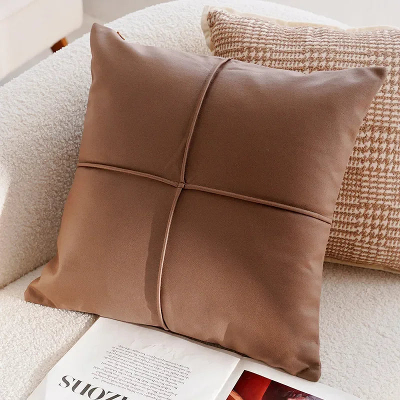 Élan Brown Jacquard Cushion Cover – Light Luxury French Style