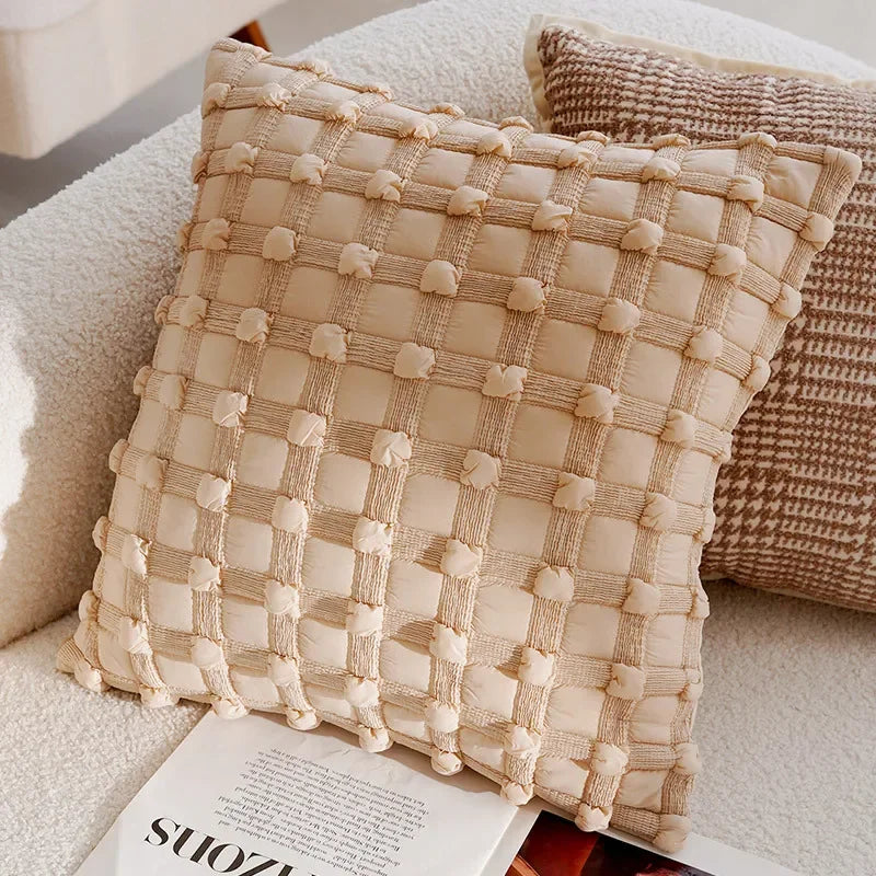 Élan Brown Jacquard Cushion Cover – Light Luxury French Style