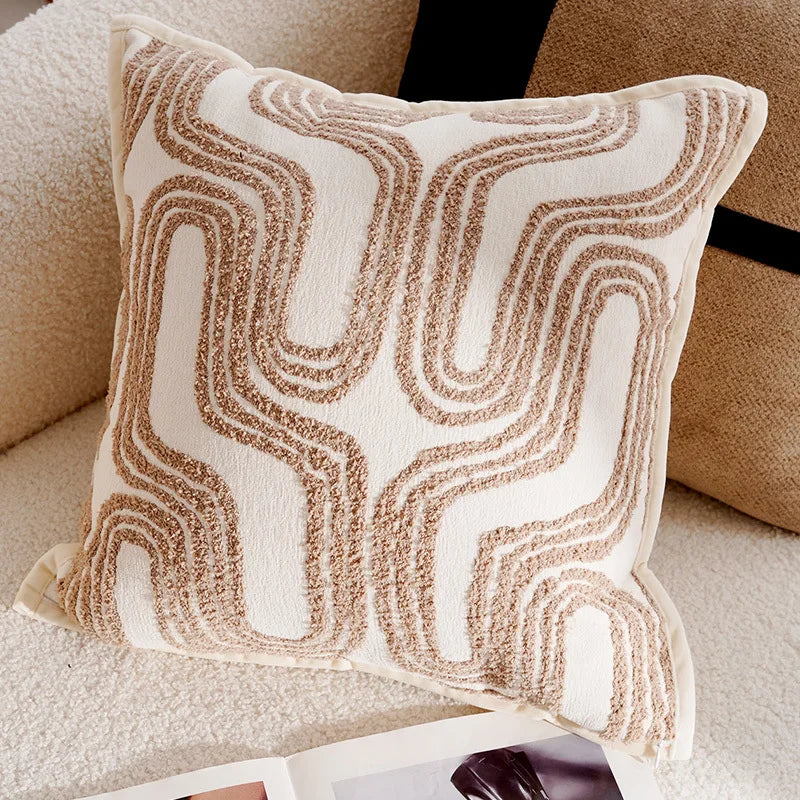 Élan Brown Jacquard Cushion Cover – Light Luxury French Style